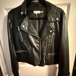 Calvin Klein Women's Black Leather Biker Jacket